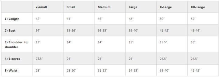 Size Chart for Kuchi Dresses, Afghan Waistcoat, Pakol - Seengar.com