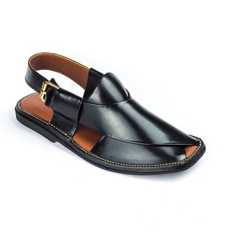 Zalmi Peshawari Chappal Black Round