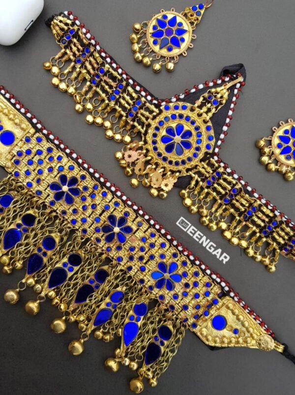 Golden Blue Afghan Jewelry Set