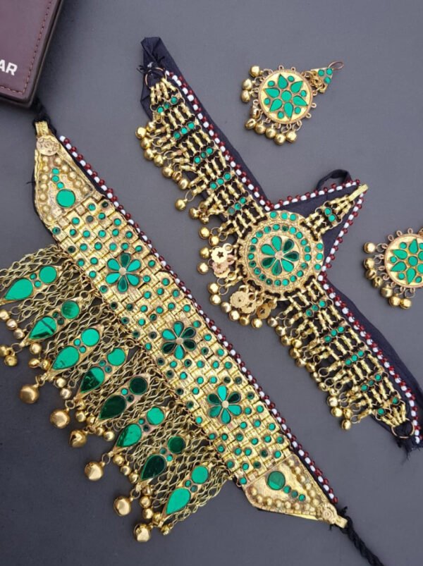 Golden Green Afghan Jewelry Set