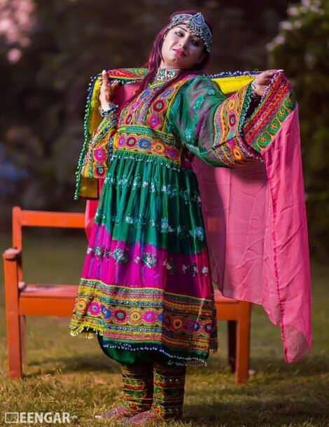 Green & Purple Afghani Dress