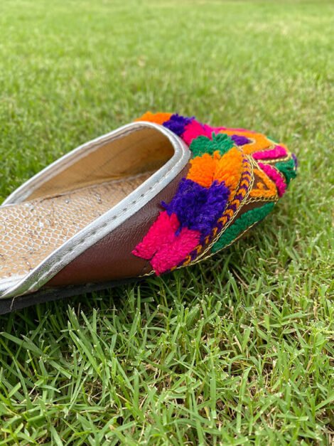 Rainbow Flat Ladies Khussa Shoes - Image 3