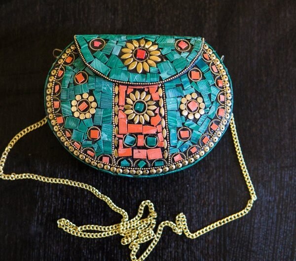 Turquoise Mosaic Clutch