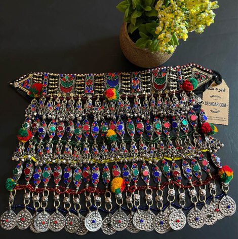 Vintage Rainbow Afghan Necklace - Image 2