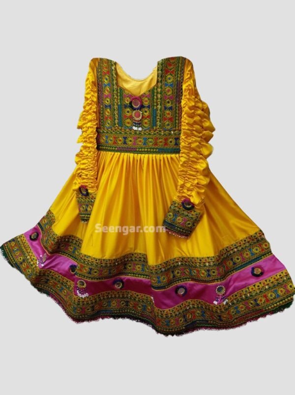 Yellow Diamond Afghan Dress